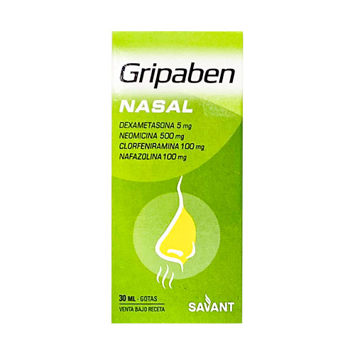 GRIPABEN® Nasal Gotas, Dexametasona 5mg, Neomicina 500mg, Clorfenidramina 100mg